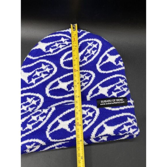 Subaru Of Bend Central Oregon Beanie Hat Blue White Spell Out - Picture 3 of 8